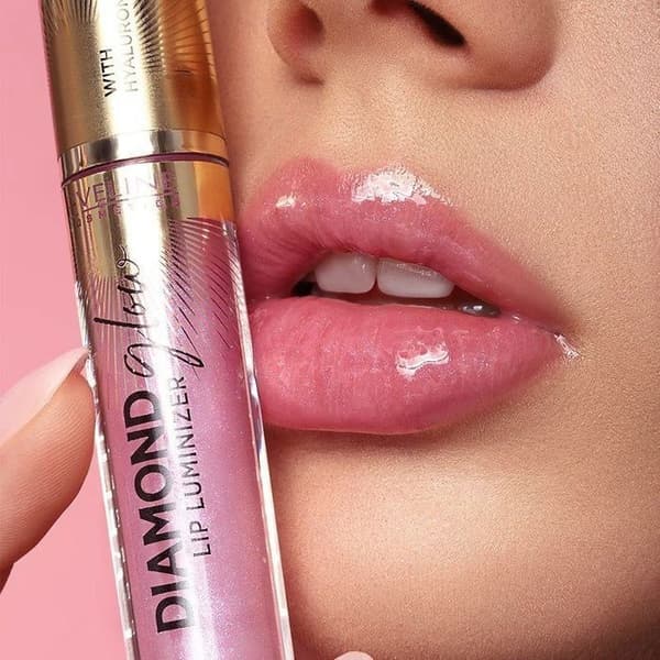 Gloss - EVELINE - Läppglans Diamond Glow - Nr 08 - Glittrande lyster - Glamourlook ROSA