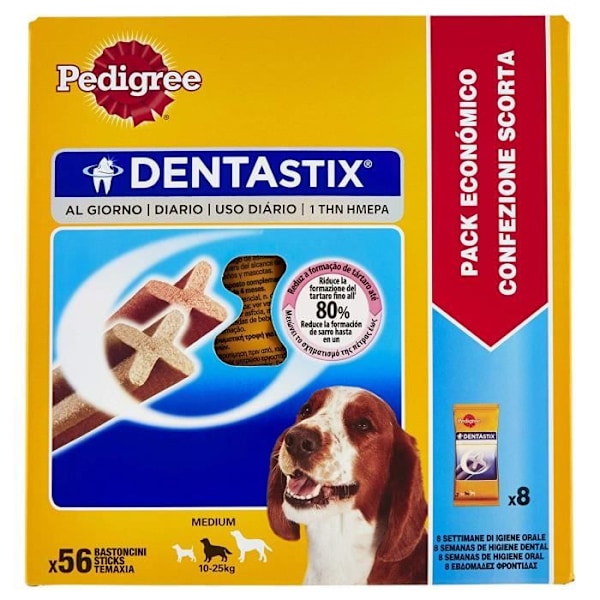 PEDIGREE Dentastix hundgodis för medelstora hundtuggar med kyckling- och nötköttsmak mot stentänder