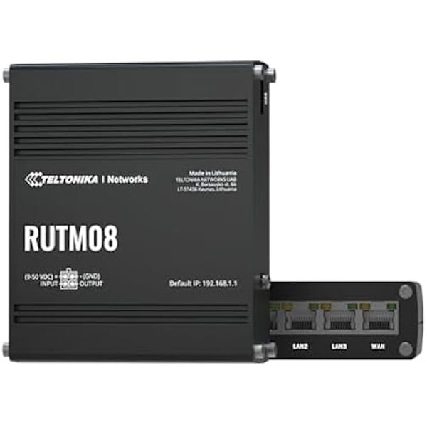 Industriell Ethernet-router - TELTONIKA - RUTM08 - 4 Gigabit-portar - VLAN-hantering - Flera VPN Svart