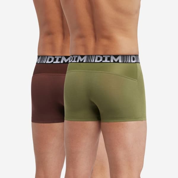 Set med 2 andningsbara boxers i bomull och lycra 3D Flex Air Grön M