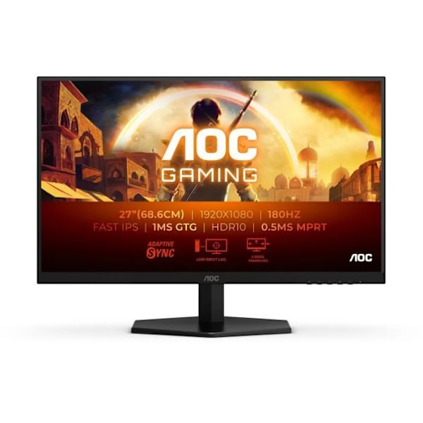 AOC Gaming-PC-skärm - 27G42E - 27'' FHD - IPS-panel - 180Hz - 0,5MS MPRT - Adaptive Sync - HDMI / DP Svart