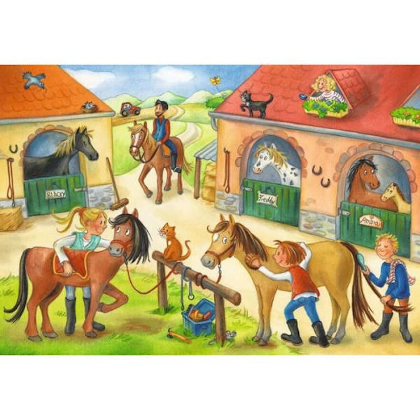 Ravensburger Vakantie op de manege barnpussel - 2 x 12 bitar - Djur Flerfärgad