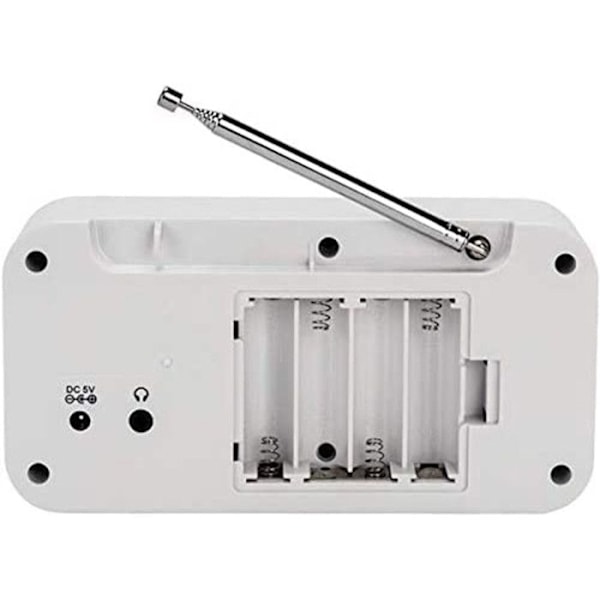 DAB+ Digital Radio - DENVER - DAB-42WHITE - Alarm - Väckarklocka - Bärbar i Trä Vit