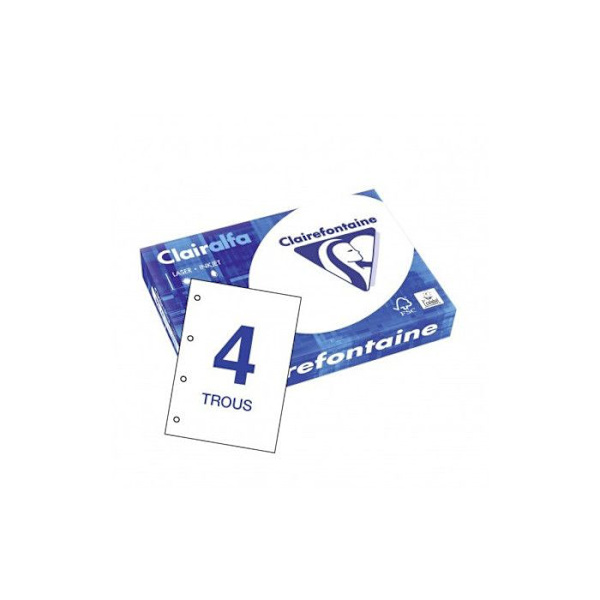 Papper - CLAIR ALFA - A4 - 80 g/m2 - Perforerat - Extra vitt - Satin Vit
