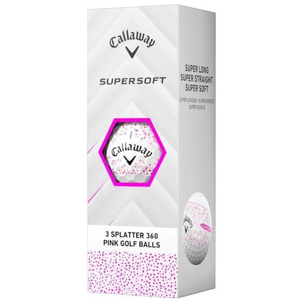 Låda med 12 Callaway Supersoft Splatter 360 golfbollar Vit