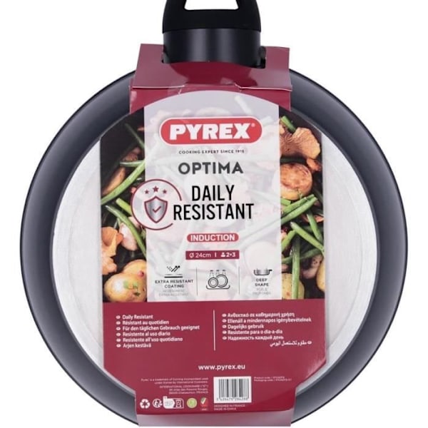 Djup panna - PYREX - 1455025 - Av smidd aluminium - Non-stick - 24 cm - Utan PFAS Svart