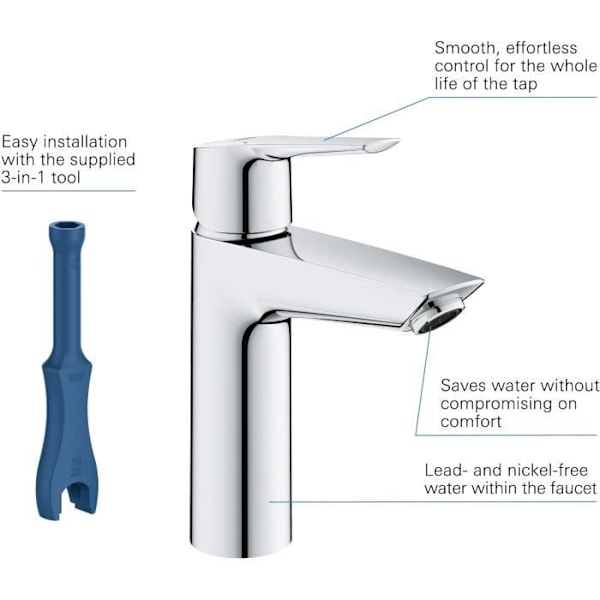 GROHE 1-grepps tvättställsblandare - storlek M - kromfinish