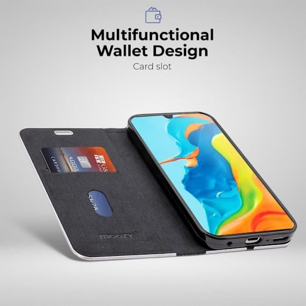 Fodral i Rabat - Moozy - P30 Lite - Kolfiber Svart - Metallskydd - Elegant och Praktisk Kolsvart