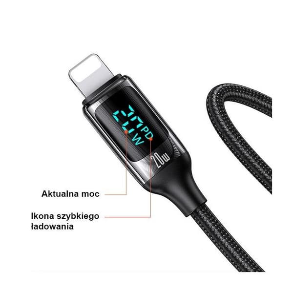 USAMS USB-C till Lightning-kabel 1,2 m, 20 W, snabbladdning, vit
