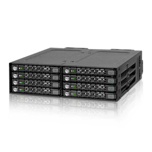ICY DOCK ToughArmor MB998SK-B metallbakplan för 8 Bay 2,5" SATA HDD & SSD med nyckellås för 5,25" Bay