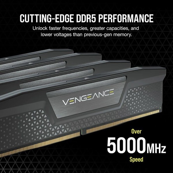 Corsair Vengeance DDR5 64 GB (2 x 32 GB) 6200 MHz CL32 - Svart - Dual Channel Kit 2 DDR5 PC5-49600 RAM - CMK64GX5M2B6200