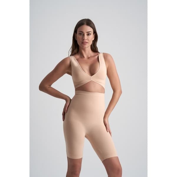 Hög midja leggings dam Bye Bra High Soft Touch Seamless beige M