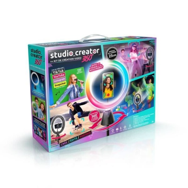 Videoskapande kit med 360° rotation och flerfärgad LED-ljusring - Canal Toys