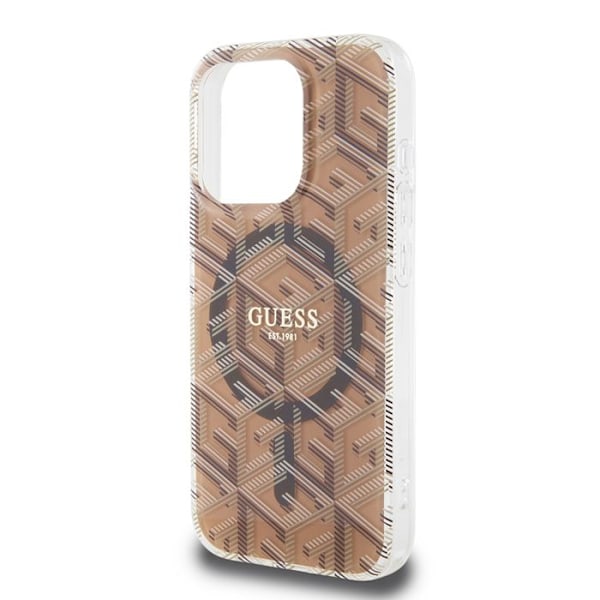 Coque för iPhone 15 Pro Max - Guess IML GCube MagSafe (GUHMP15XHGCUSTGW) - Brun