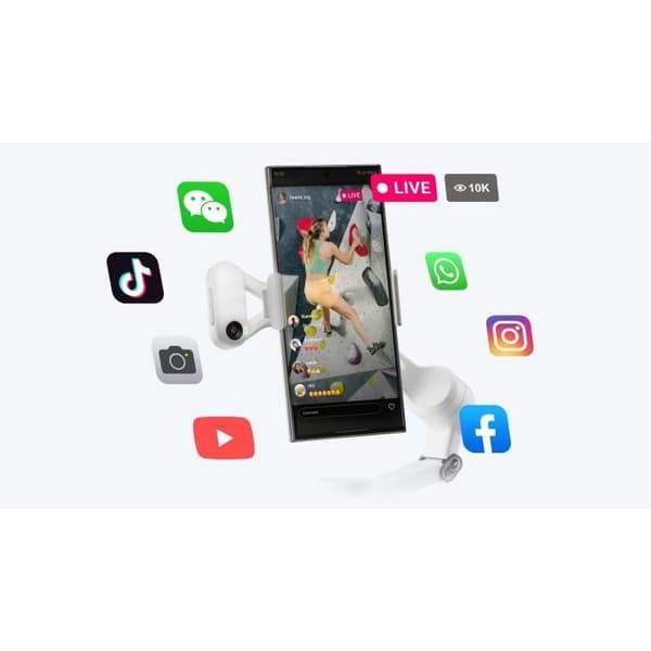 Smartphone-stabilisator - INSTA360 - Flow 2 - 360° panoramisk följning - 3-axlig stabilisering - Vit