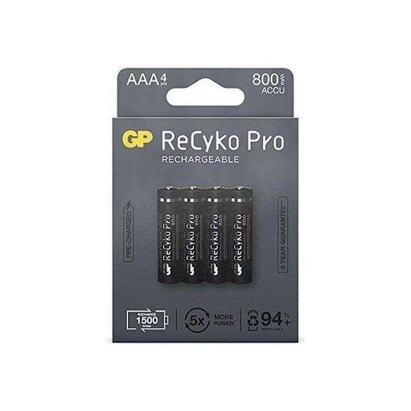 GP ReCyko+ Pro 4 AAA mikrobatterier 2900434360001