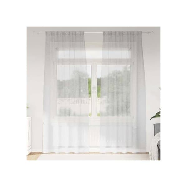Gardiner i voile - vidaXL - Ljusgrå - Polyester - 260x140 cm - 2 stycken - Utvändig montering Ljusgrått