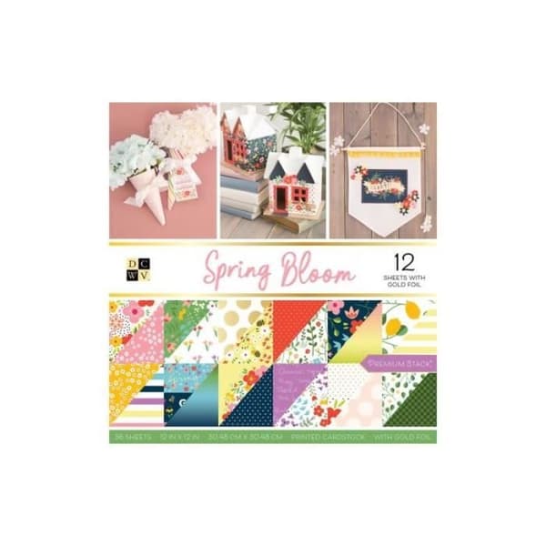 Sortiment av 36 papper 30x30 'DCWV' Spring Bloom