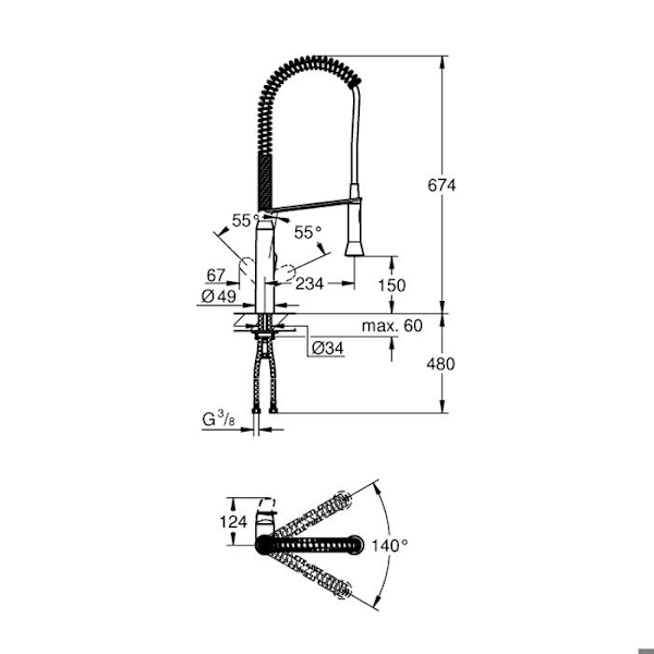 Diskho - Grohe - K7 - Metall - Grå - Professionell