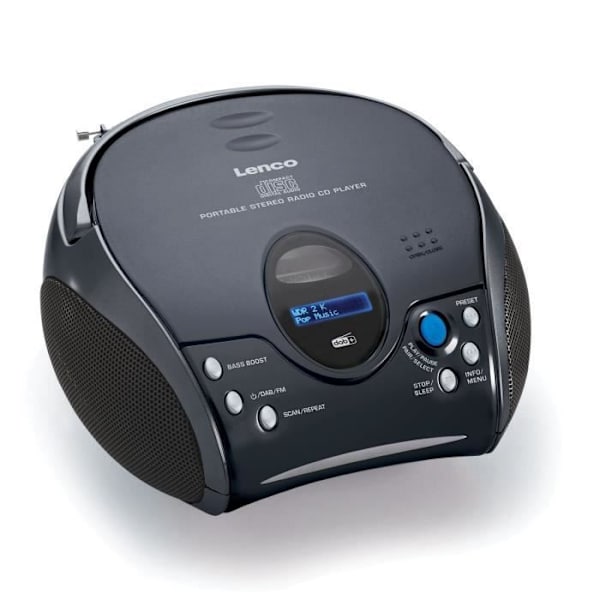 Lenco SCD-24DAB BK Bluetooth® CD bärbar radio Svart-Silver Svart silver