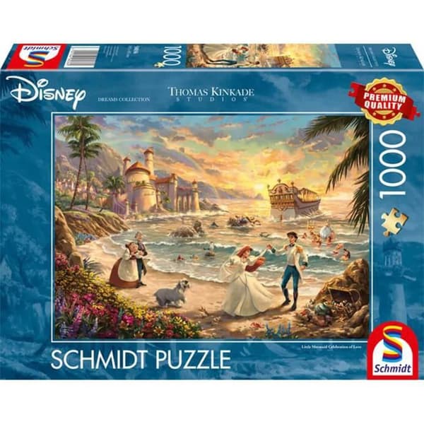Pussel 1000 bitar: Disney, Den lilla sjöjungfrun: Kärleksfirande, Thomas Kinkade