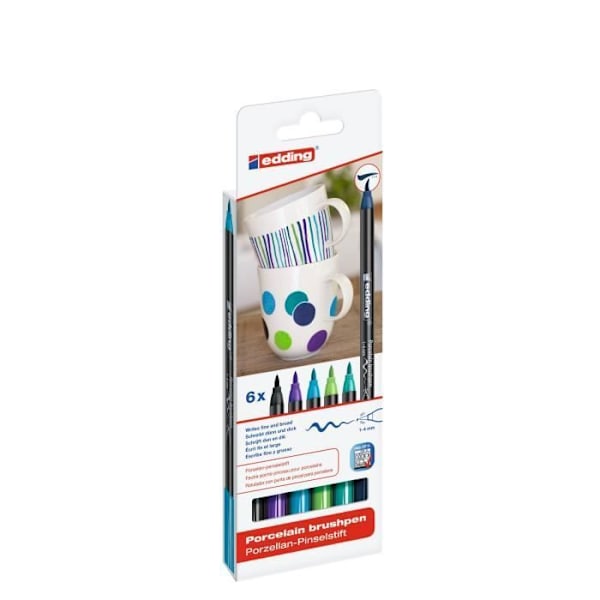 Porcelain markers EDDING E4200 - Sortiment av 6 kalla färger Flerfärgad