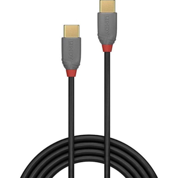 USB 2.0 typ C-kabel - LINDY - Anthra Line - 2m - Dubbelskärmad - Guldpläterade kontakter