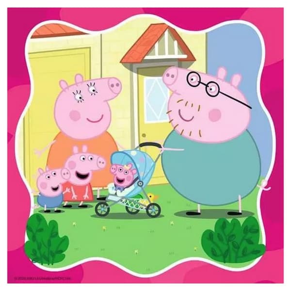 Pussel 3x49 bitar Familjen först Peppa Pig Blå