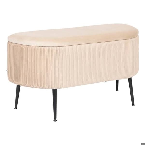 Banc coffre velours Solaro beige 100x40cm beige