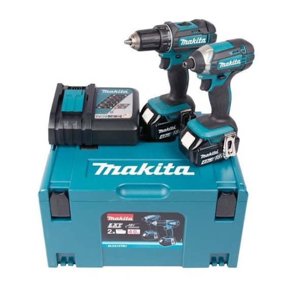 MAKITA borr- och slagskruvdragare med 2 st 18V 4Ah Li-ion-batterier