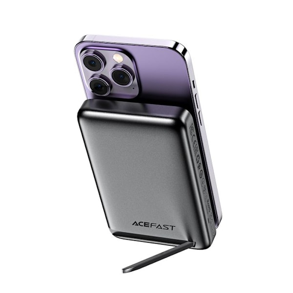 Trådlös extern batteri, Typ-C, 10 000 mAh, PD20W, PD20W, LED-indikator - Acefast (M6-10000) - Svart