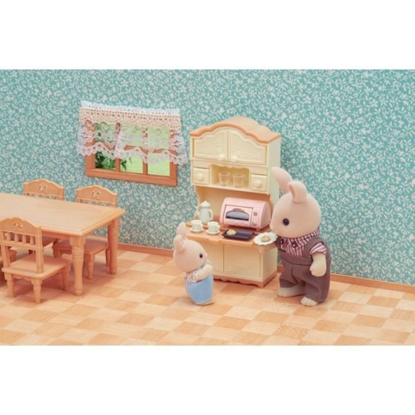Miniatyrfigurer - SYLVANISKA FAMILJER - Matsalen - Komplett set för att inreda en matsal Beige