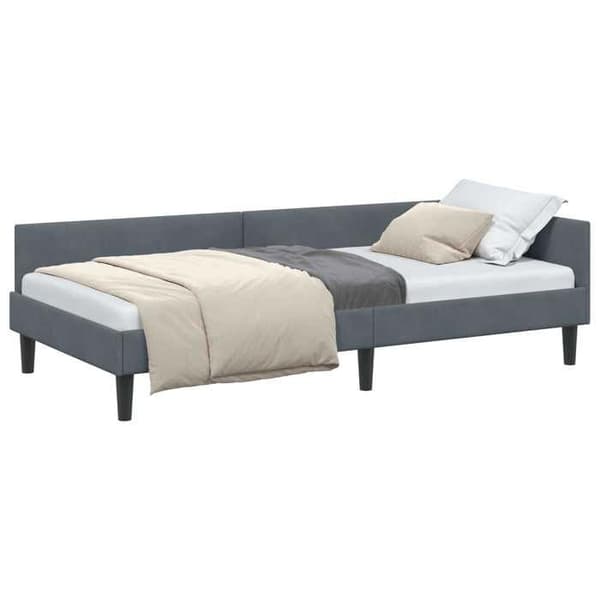 vidaXL Hörnsängram Mörkgrå 100 cm x 200 cm Sammet 42016165 Mörkgrå