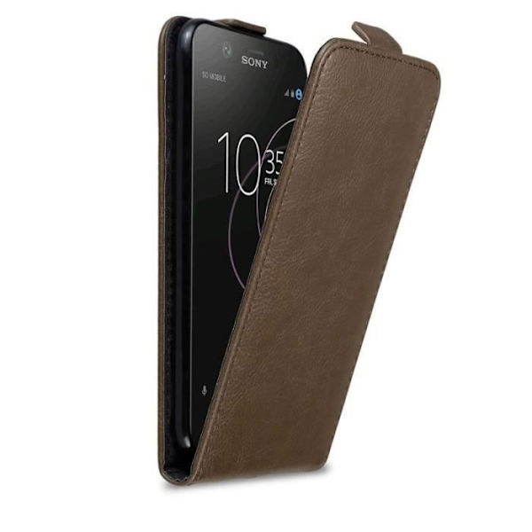 Flip-fodral - CADORABO - Sony Xperia XZ1 - Läderimitation - Brun - Magnetisk stängning kastanj