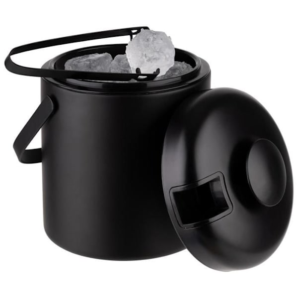 APS 36016 Ishink med istång, rostfritt stål för max. 50 isbitar, Ø 14 cm, höjd 22 cm, 1,3 liter, svart