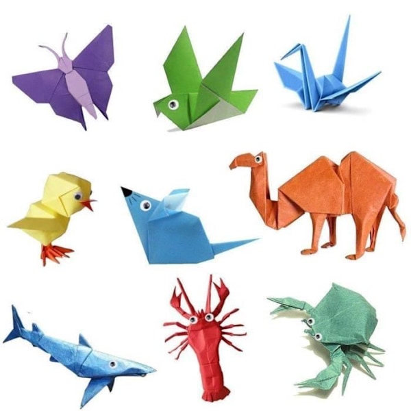 200 ark origamipappersset 2 storlekar, 50 ljusa färger enkelsidigt hantverk, 100 set Wiggle Eyes
