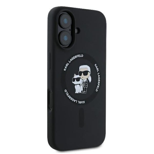 Coque MagSafe i silikon Karl Lagerfeld Karl & Choupette för iPhone 16 Plus (svart)
