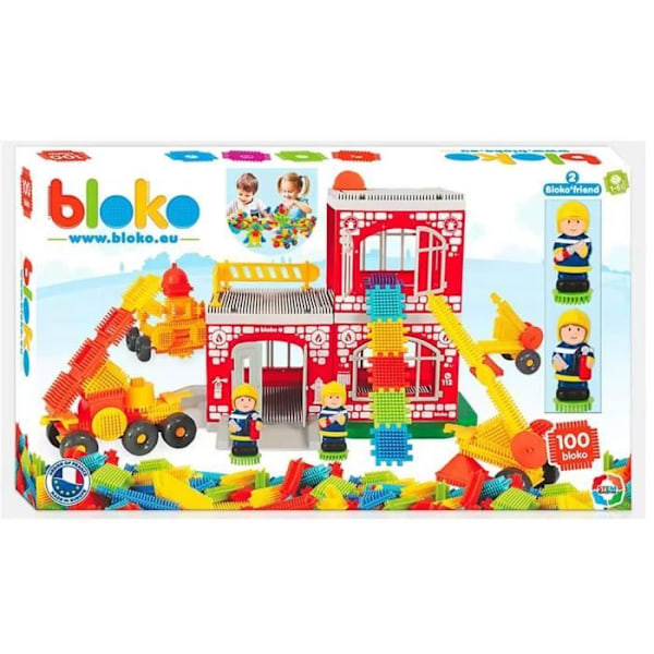 Bloko byggspel - Brandstationen - 100 Bloko - 2 3D-figurer - Barn - Flerfärgad - BLOKO Flerfärgad