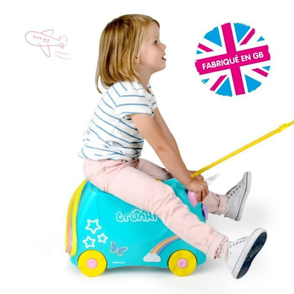 Trunki barnvagnsresväska och handbagage för barn: Una Unicorn hjulväska (blågrönt) Turkos, gult och lila