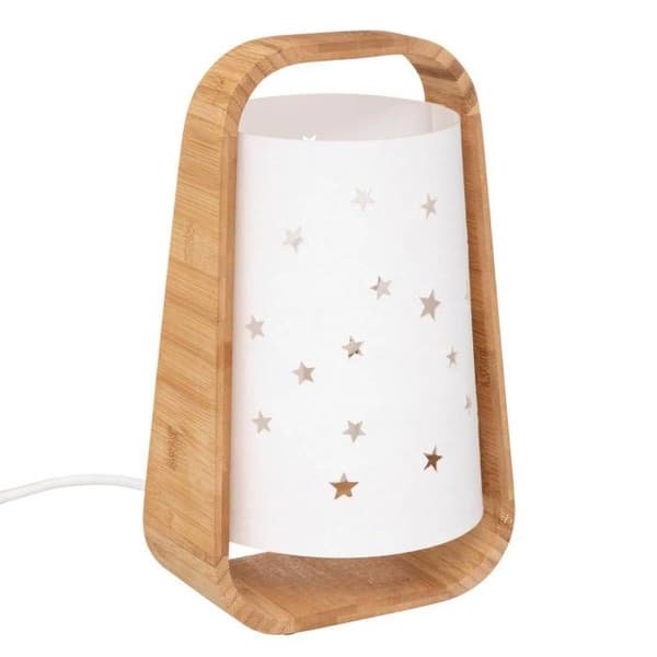 Bordslampa stjärnor H.28cm bambu Vit