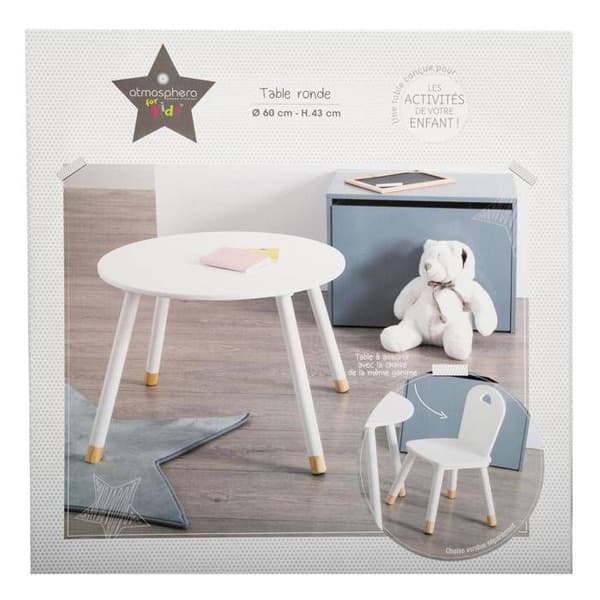 Barnbord "Douceur" vit D60cm - Atmosphera Inredningsskapare Vit