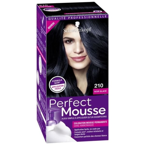 SCHWARZKOPF Perfect Mousse Permanent hårfärg - Glansig Svart 210 - 35 ml 210 Glanssvart