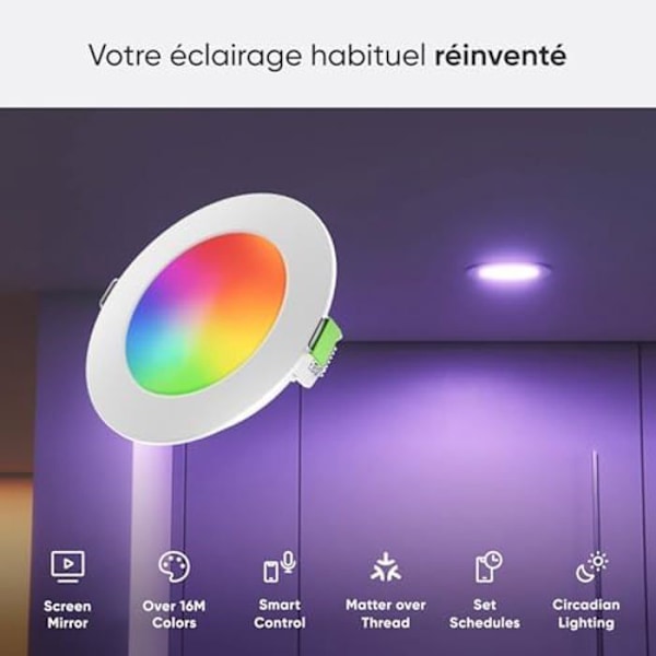 Nanoleaf Matter Essentials Pack med 4 RGBW LED-inbyggda spotlights - Smarta lampor, Matter över Thread, Bluetooth Mehrfarbig (Rgbw)