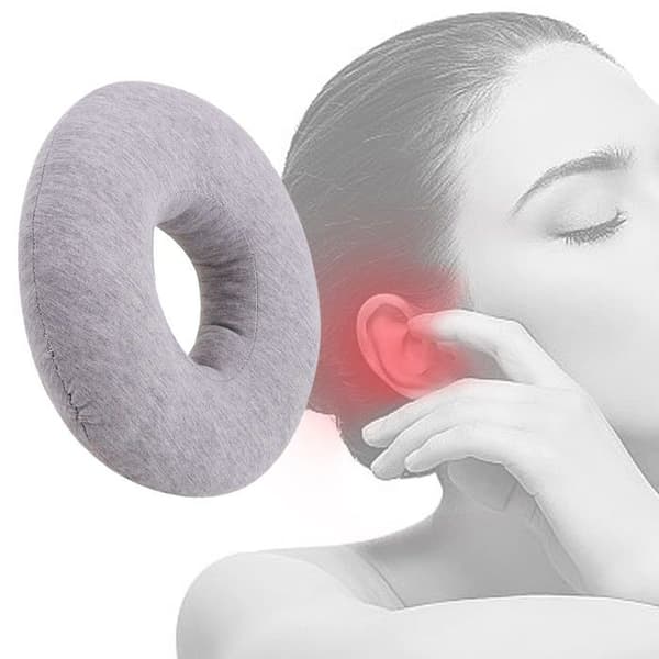 Donutkudde för öronskydd vid piercingar - 22,9 cm (hål 8,9 cm) - grå