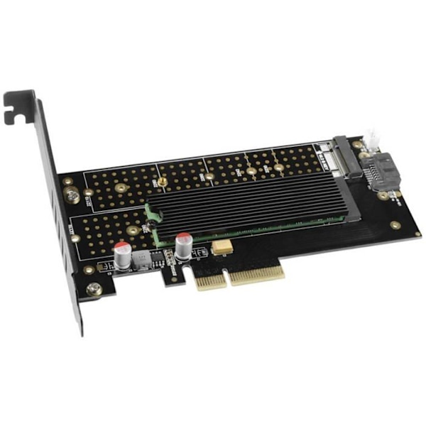 AXAGON ECO PCIE NVME+NGFF M.2 Adapter. med Cooler för att ansluta upp till två M.2-hårddiskar till en