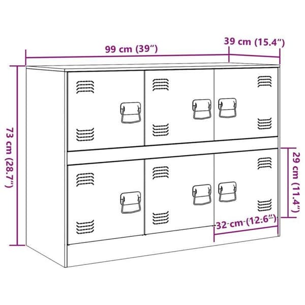 vidaXL Buffé grön oliv 99x39x73 cm stål 841797
