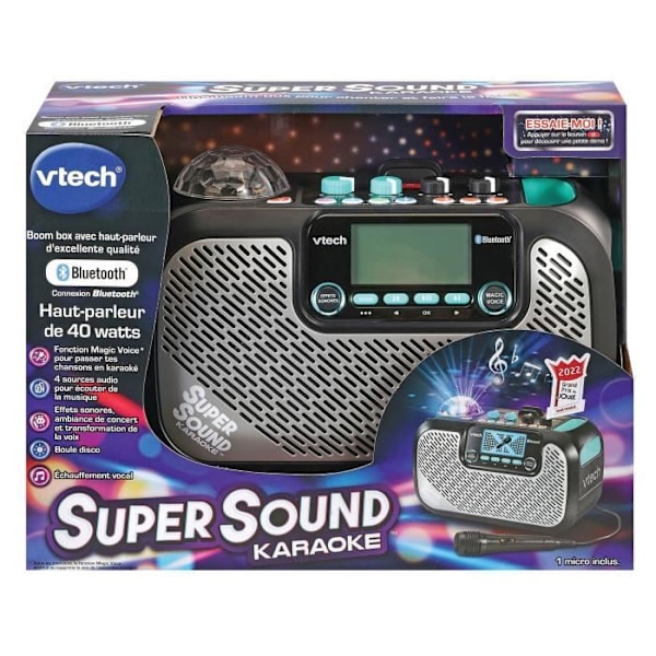 VTECH Karaoke Högtalare - Supersound Karaoke - 40W - Svart och grå - För barn från 14 år och uppåt svart och grått