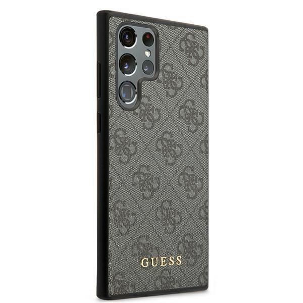 Guess 4G Metal Gold Logo - Fodral till Samsung Galaxy S22 Ultra (Grå) - 3666339042677