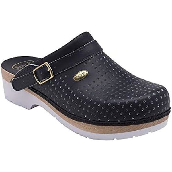 Clog Supercomfort - Scholl - Mixte - Anatomisk sål i bokträ - Perforerat läder - Optimal komfort Blå 45