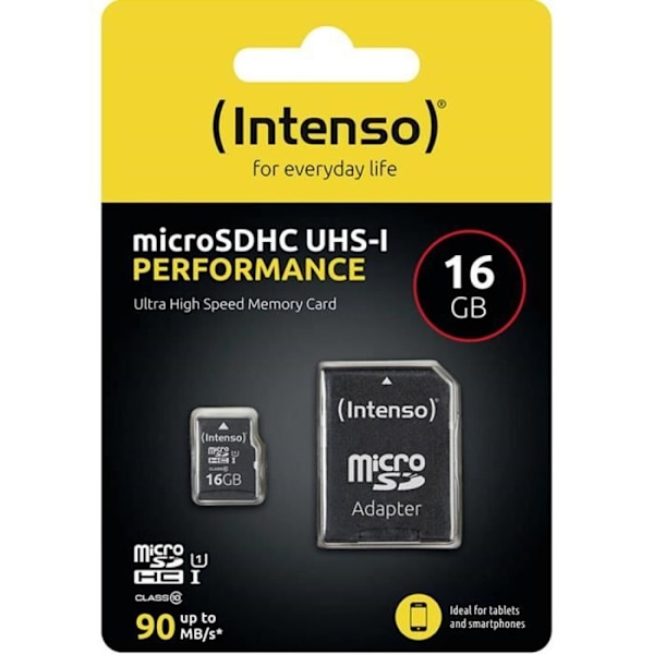 Intenso 16 GB microSDHC Performance 16 GB Class 10 UHS-I vattentätt microSD-kort